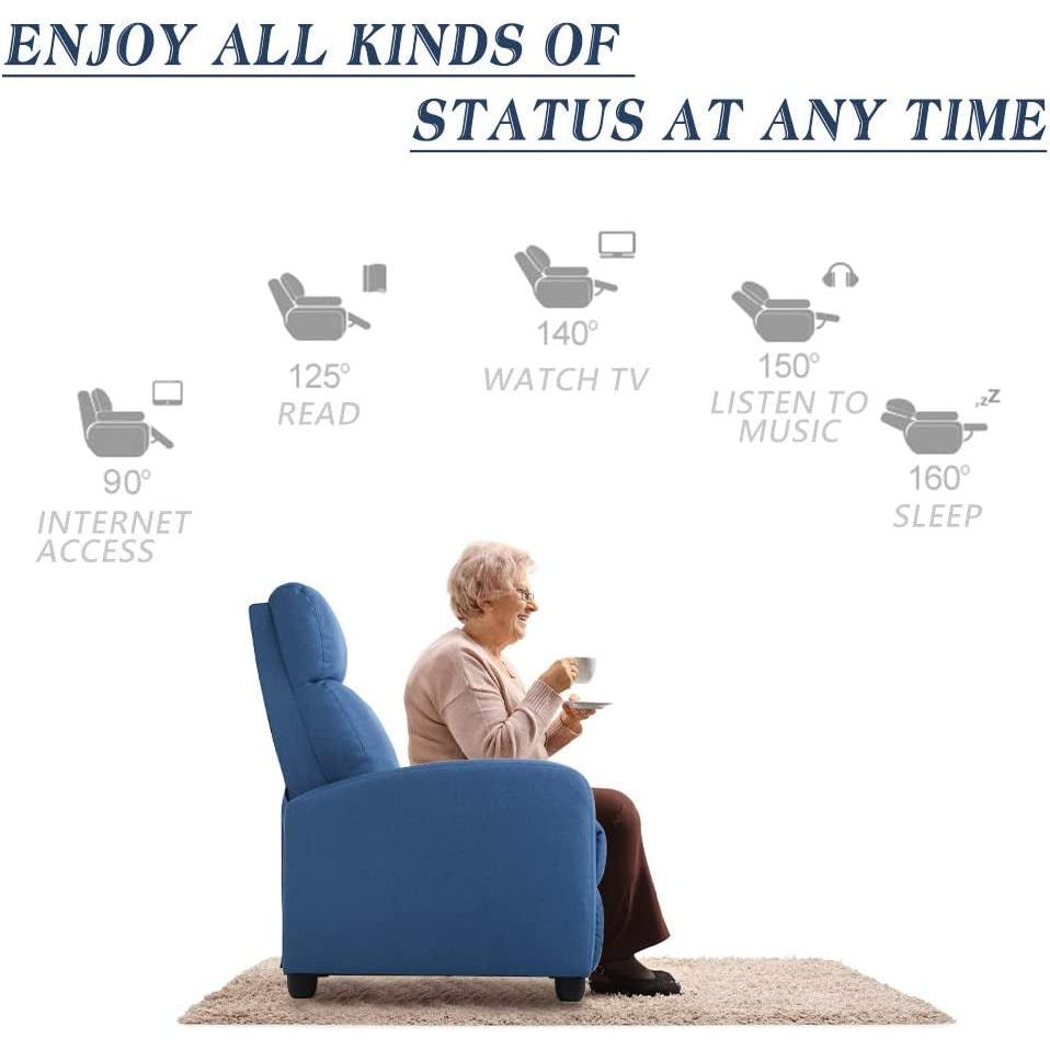 Recliner, Blue Fabric, Recliner Chair For Living Room/Family Room-4