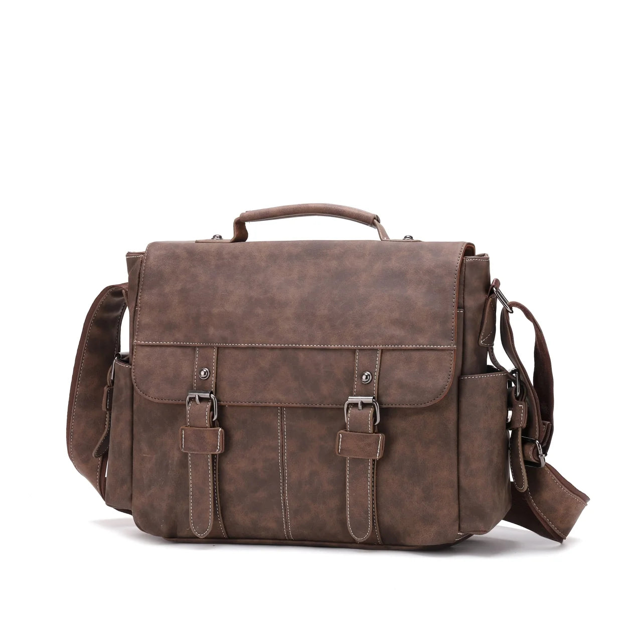 Men's Vintage Designer, Hand Stitched Leather Briefcase,  Serves As A Trendy Item To Show Individuality, Making The User Stand Out From The Crowd.....15% OFF!