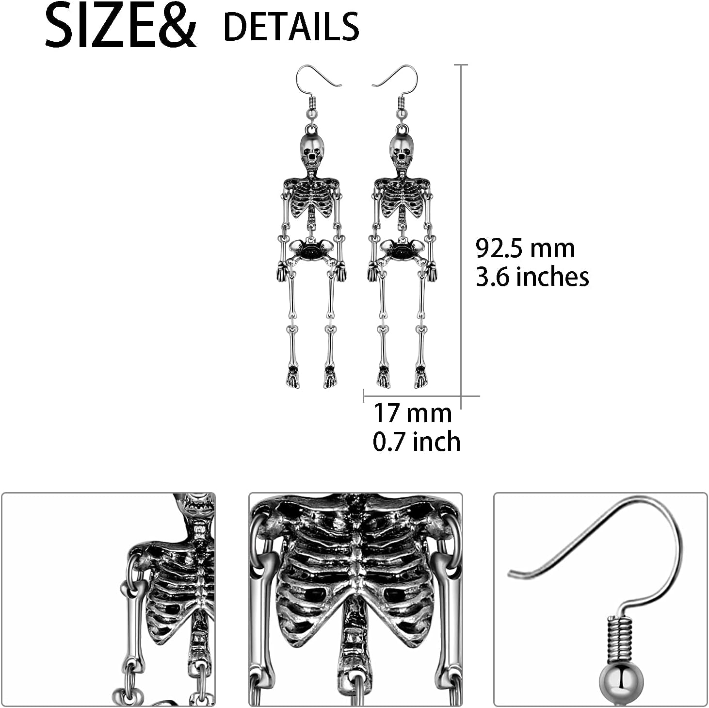 Halloween Earrings- Jointed Skeleton Long Ear Drop.....