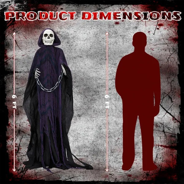 Halloween- 6 FT Outdoor Animatronics Grim Reaper. 20% OFF!