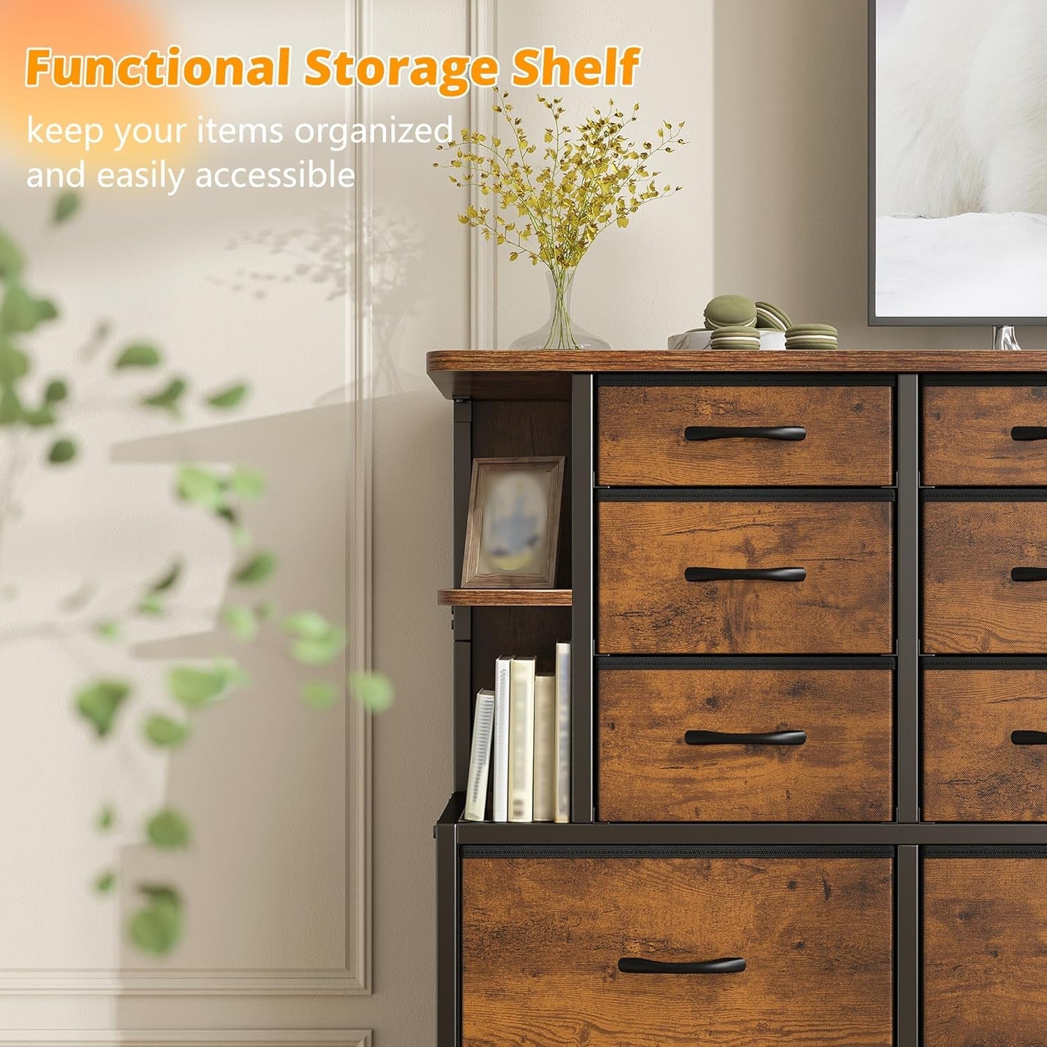 Bedroom Dresser With LED Lights In 16 Color Modes,  12 Drawers, Rustic Brown, Spacious Top Shelf...ONLY 6 MORE REMAINING!