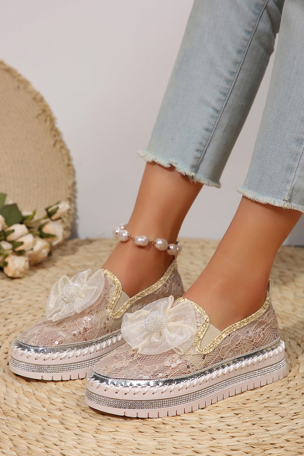 Women's Breathable Lace Trendy  Loafer Shoes, Elevated Platform Sole For A Fashionable Boost.