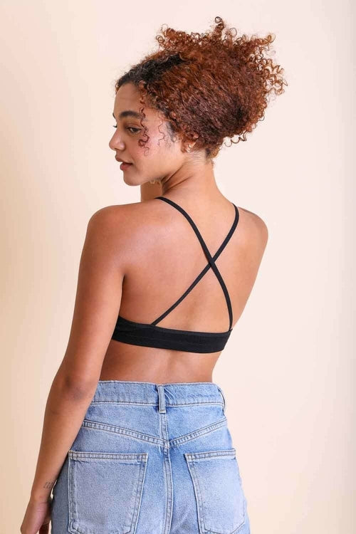 Women's Crochet Lace High Neck Bralette – Halter Style With Cross-Back.