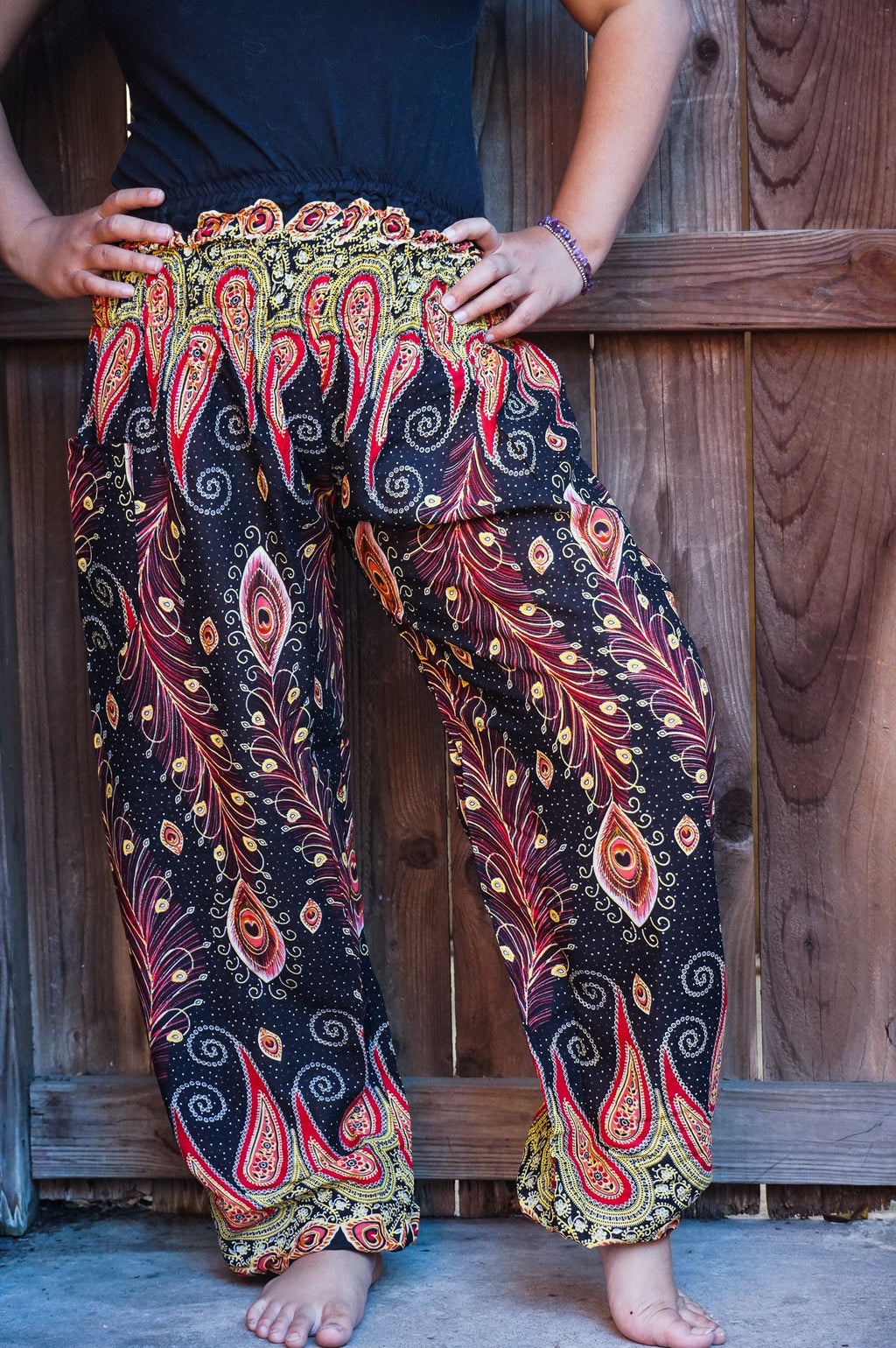 Women's Black Peacock Harem Pants, Loose & Supremely Comfortable...EXTREMELY POPULAR & STILL TRENDING ON GOOGLE!
