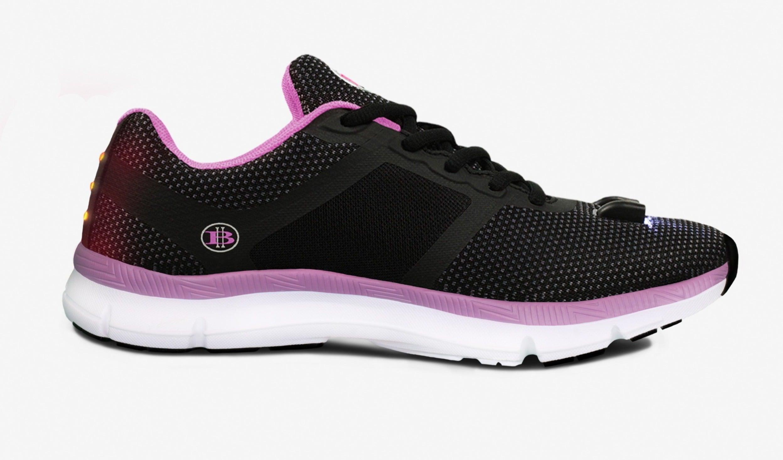 Women's Night Runner, Headlight System & Rear Running Safety Light System- Both Independently Remote Controlled. Enhanced Arch Support & Padded Collar & Tongue.