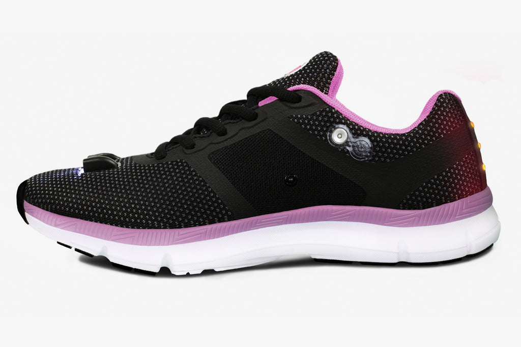 Women's Night Runner, Headlight System & Rear Running Safety Light System- Both Independently Remote Controlled. Enhanced Arch Support & Padded Collar & Tongue.