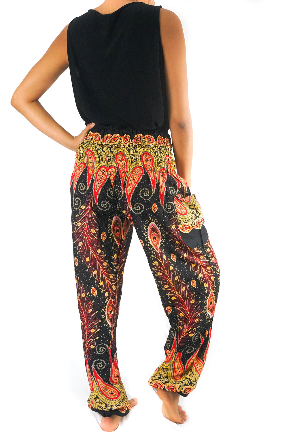 Women's Black Peacock Harem Pants, Loose & Supremely Comfortable...EXTREMELY POPULAR & STILL TRENDING ON GOOGLE!