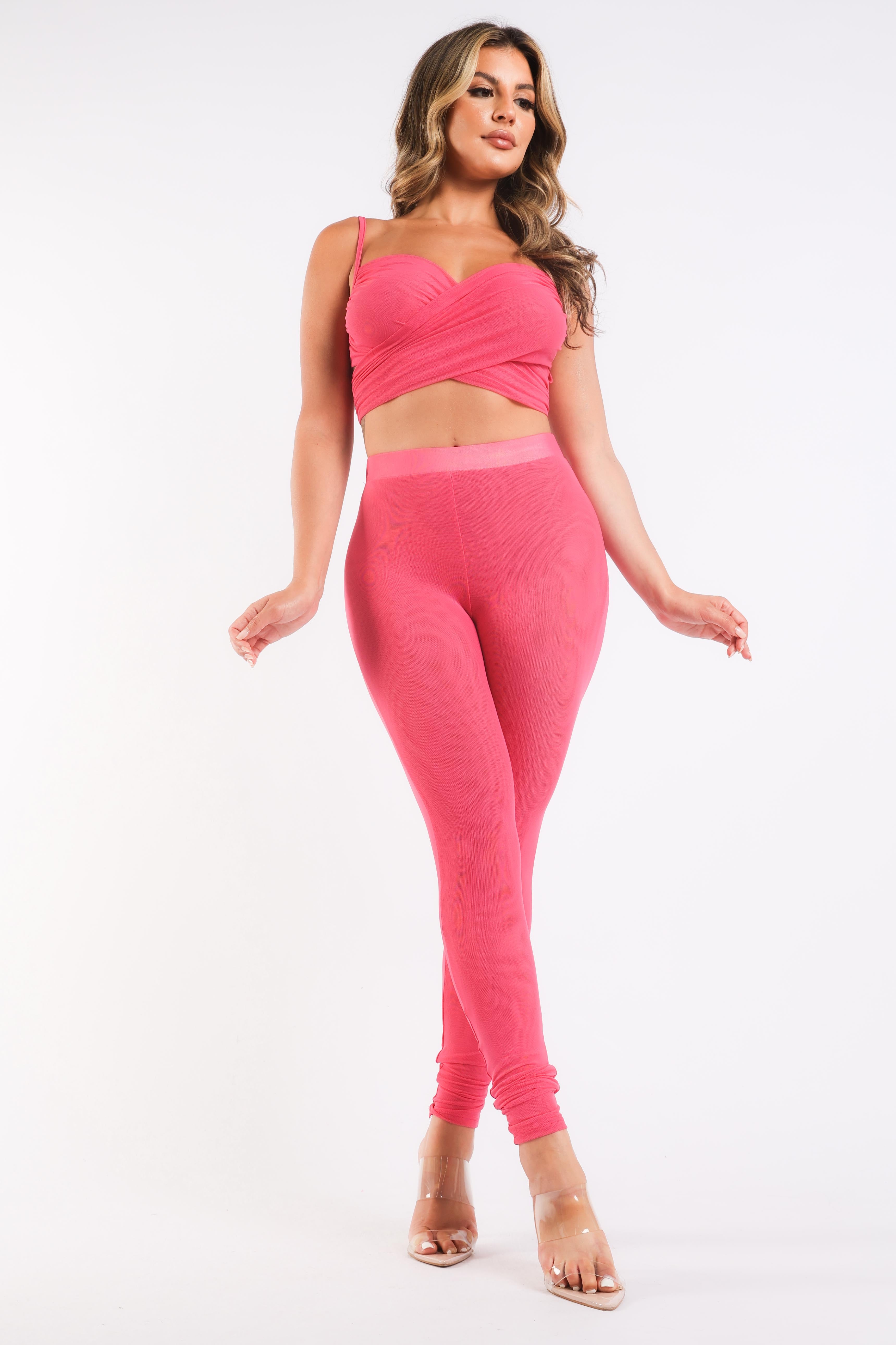 Women's Mesh Contrast Sets, Top & High Waist Leggings, Breathable Quick Drying Material.