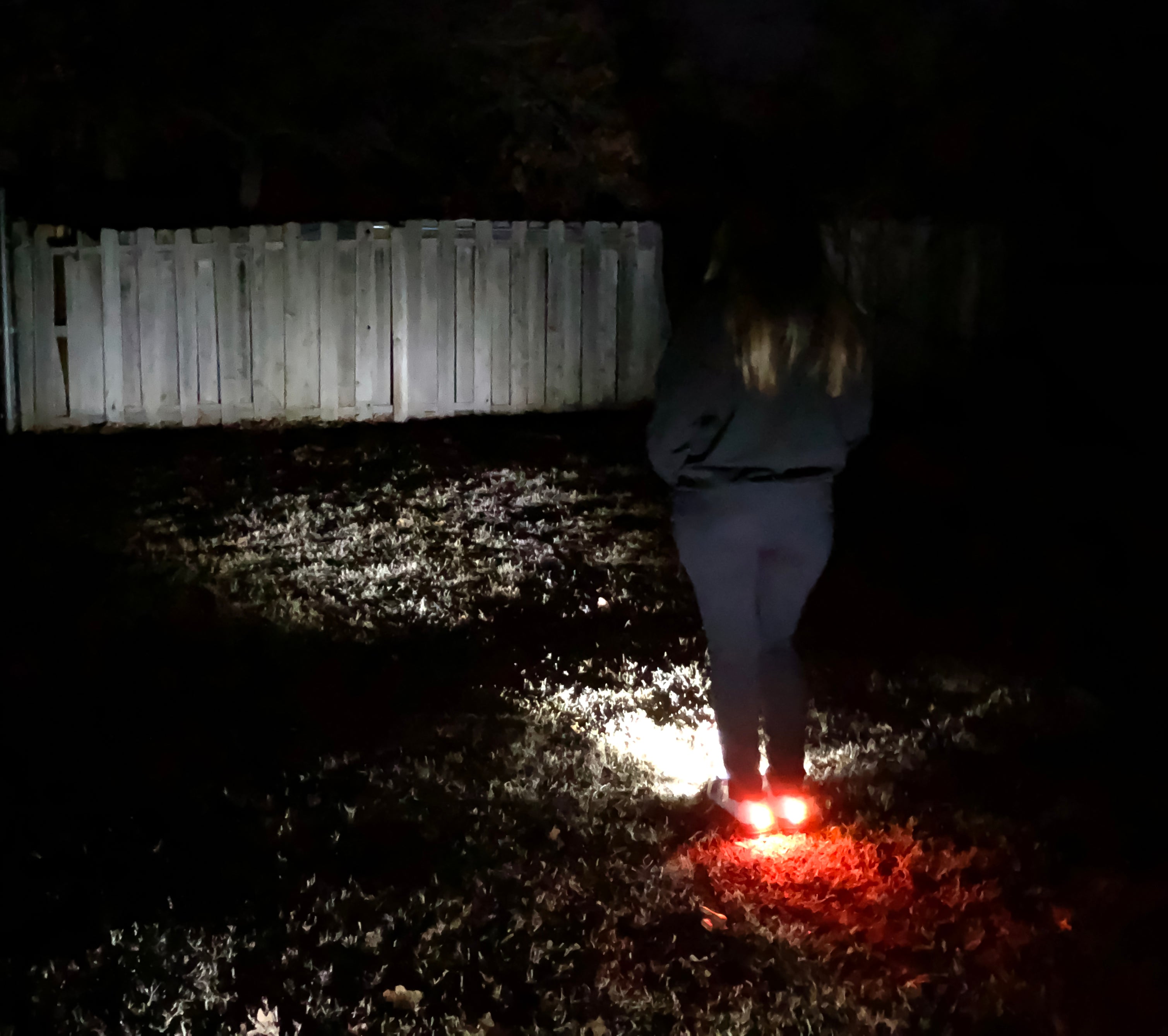Women's Night Runner, Headlight System & Rear Running Safety Light System- Both Independently Remote Controlled. Enhanced Arch Support & Padded Collar & Tongue.