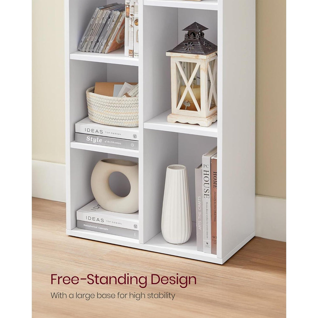 Bookcase, White ,7 Large Compartments, For Living Room And Home Office-4