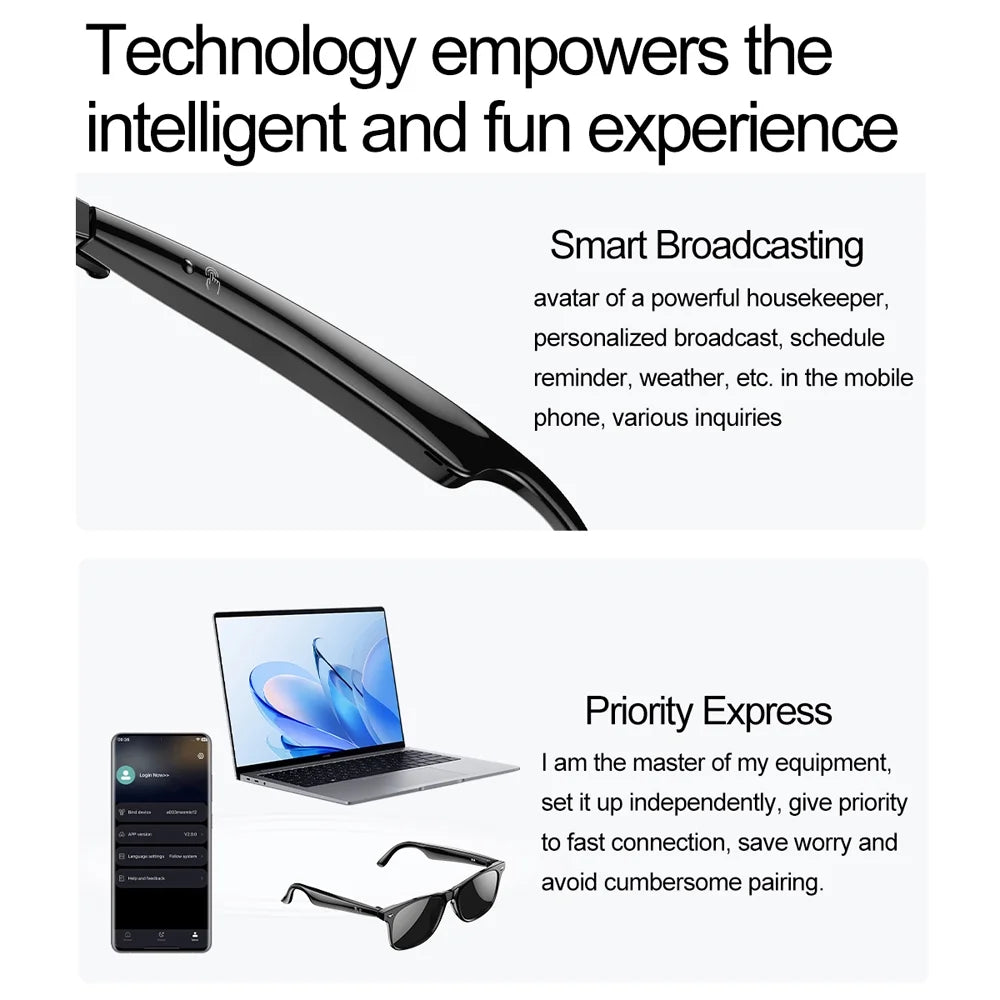 Wireless Bluetooth Glasses For Men/Women, Smart Glasses With Open-Ear Voice Control & Calling, Anti-Blue Light, AI Assistant & Translation For Traveling & Driving.....10% OFF! AVERAGING 14 SALES/WEEK- DEFINATELY TRENDING!
