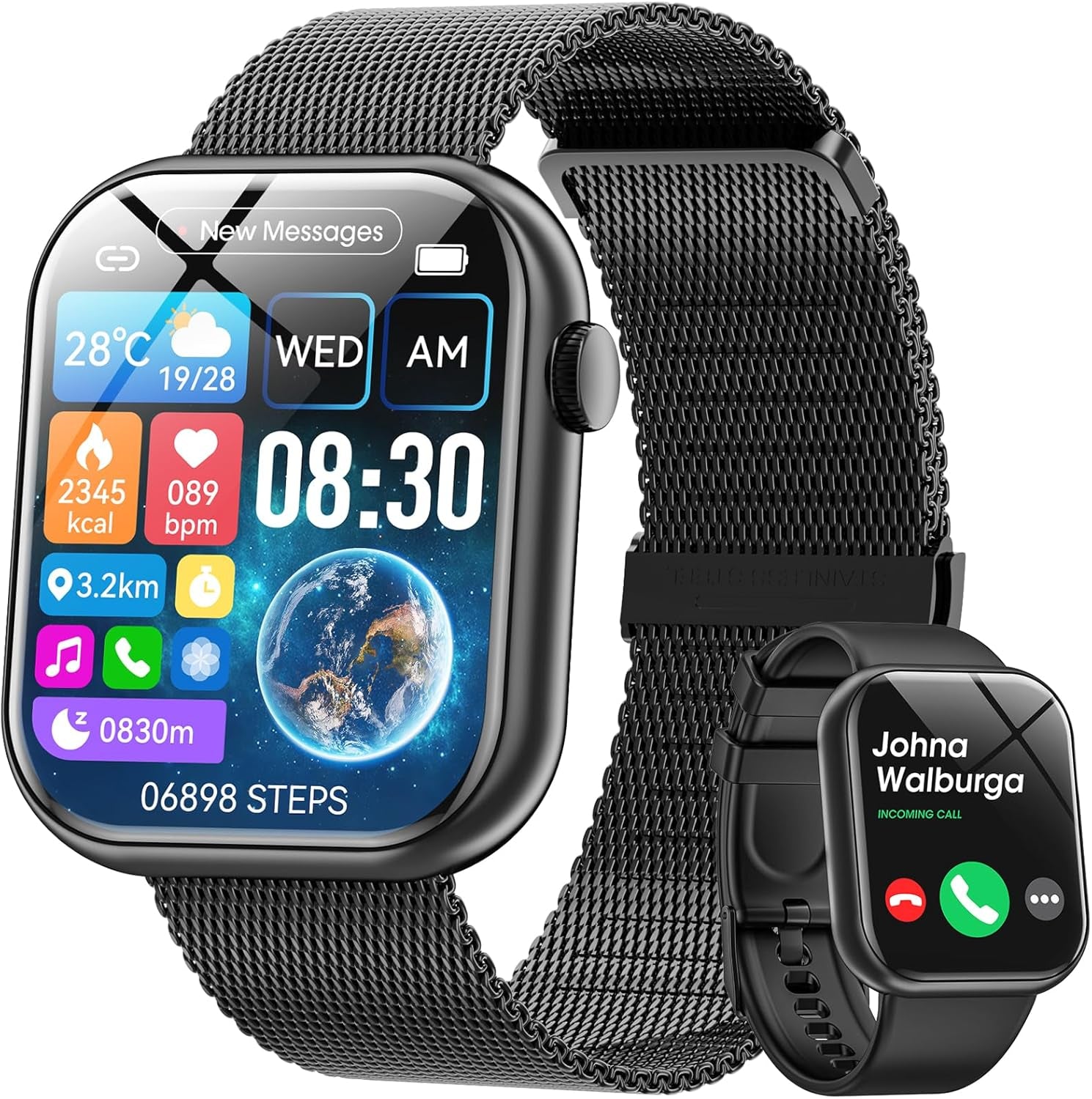 Men's & Women' Bluetooth Smart Watch  For Apple iPhone & Android, Built In Microphone & Speaker To Receive/Make Calls, Health Monitoring, Multi-Health Modes....10% OFF!