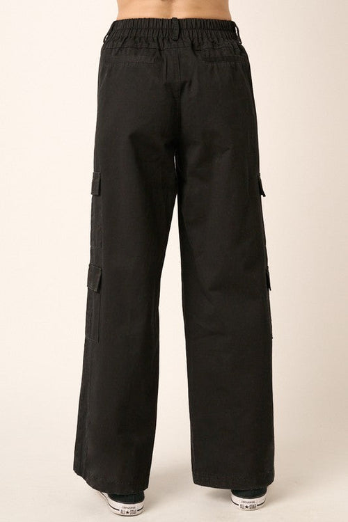 Women's Low Rise, Elastic Waistband, Cargo Pants With 6 Pockets