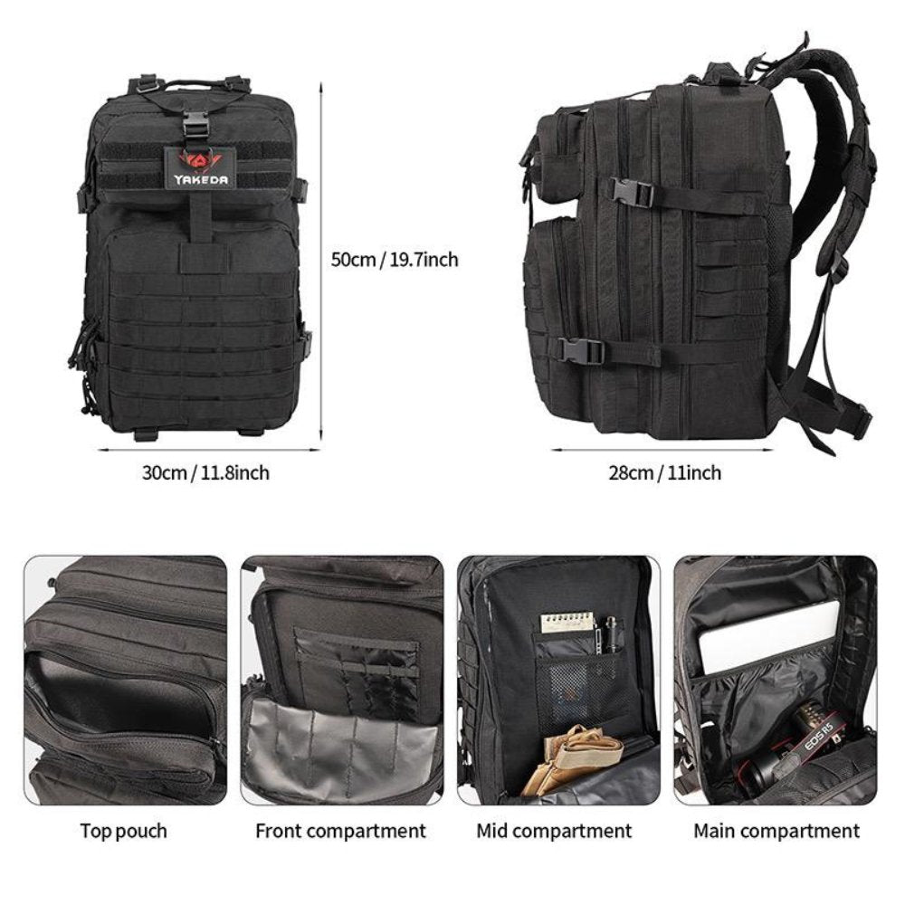 Backpack: 2L Tactical Backpack, Waterproof, Multiple Compartments, Pouches & Zip Pockets