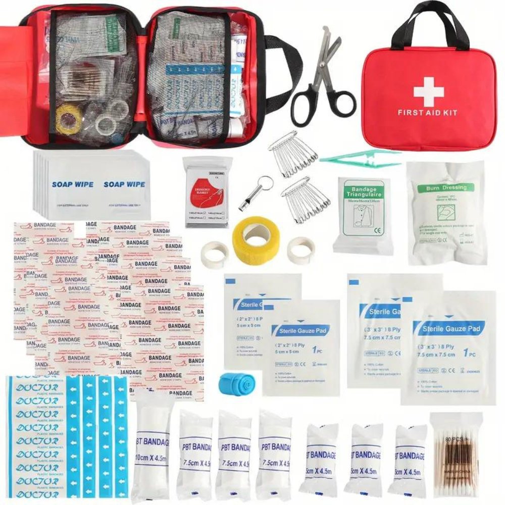 173 Piece Large First Aid Kit: Portable Bag For Outdoor Hunting, Hiking, Camping And More - Including Emergency Supplies! ANYTHING FIRST AID IS STILL TRENDING!