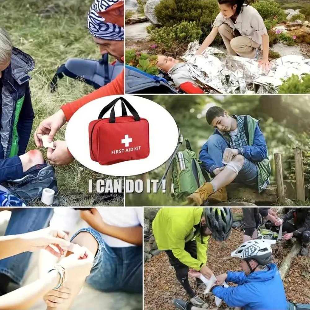 173 Piece Large First Aid Kit: Portable Bag For Outdoor Hunting, Hiking, Camping And More - Including Emergency Supplies! ANYTHING FIRST AID IS STILL TRENDING!
